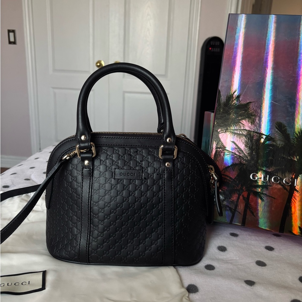 Gucci Black microguccissima mini dome satchel purse